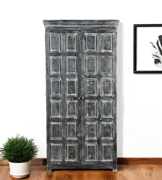 Despensa o armario de almacenamiento de madera maciza gris oscuro de 72"