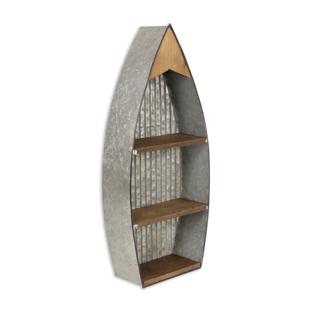 Estantería de pared para barcos de 23" de metal galvanizado y madera marrón y gris
