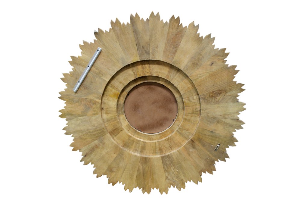 44" Antiqued Gold Sunburst Wood and Metal Framed Accent Mirror