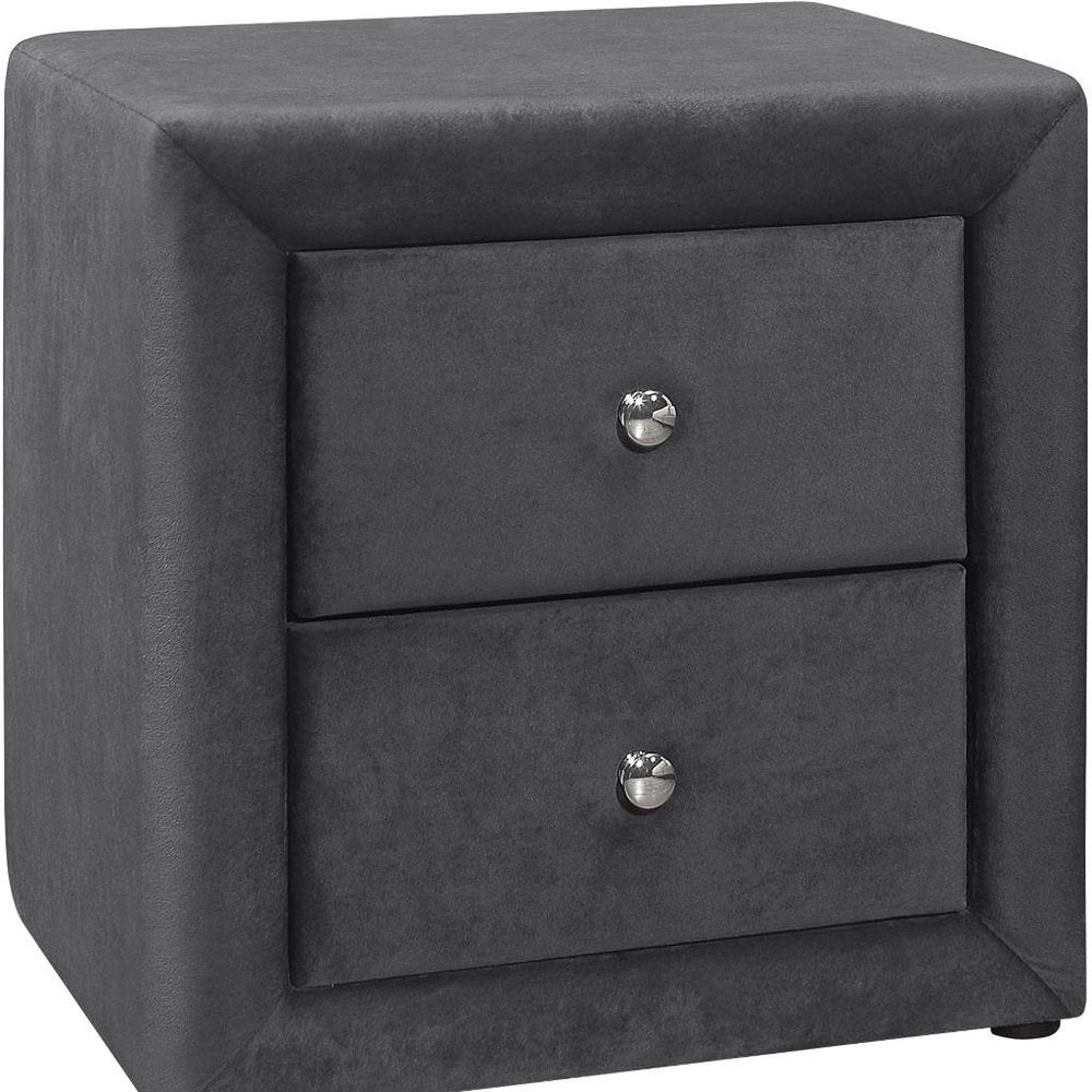 Mesita de noche de madera gris oscuro con dos cajones de 21"