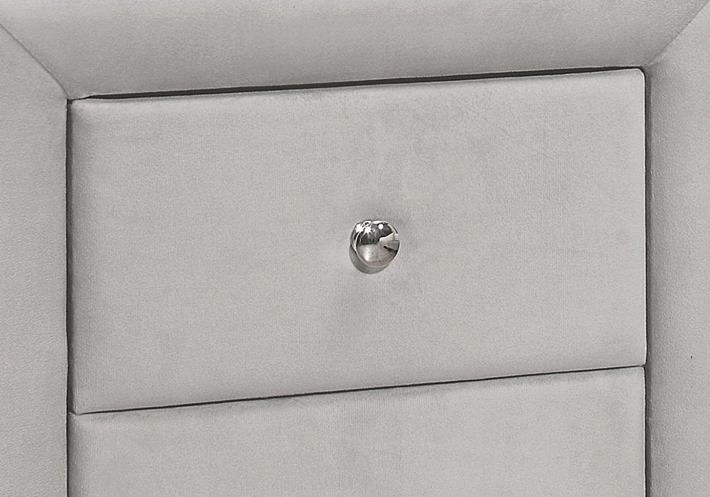 Mesita de noche de madera gris claro de 21" con dos cajones