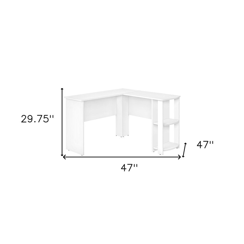 47" White Wood Corner Computer Desk