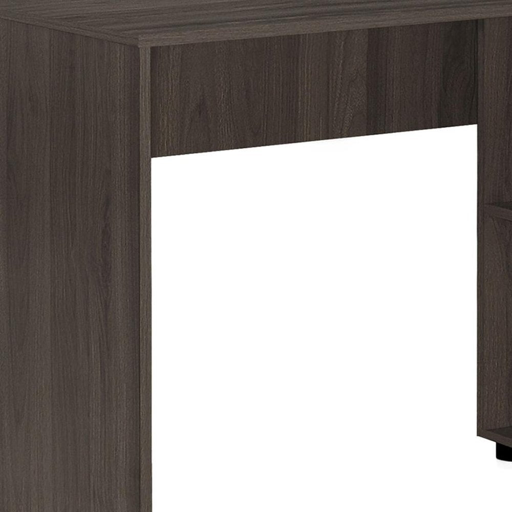 Escritorio para computadora en forma de L de madera marrón de 46"