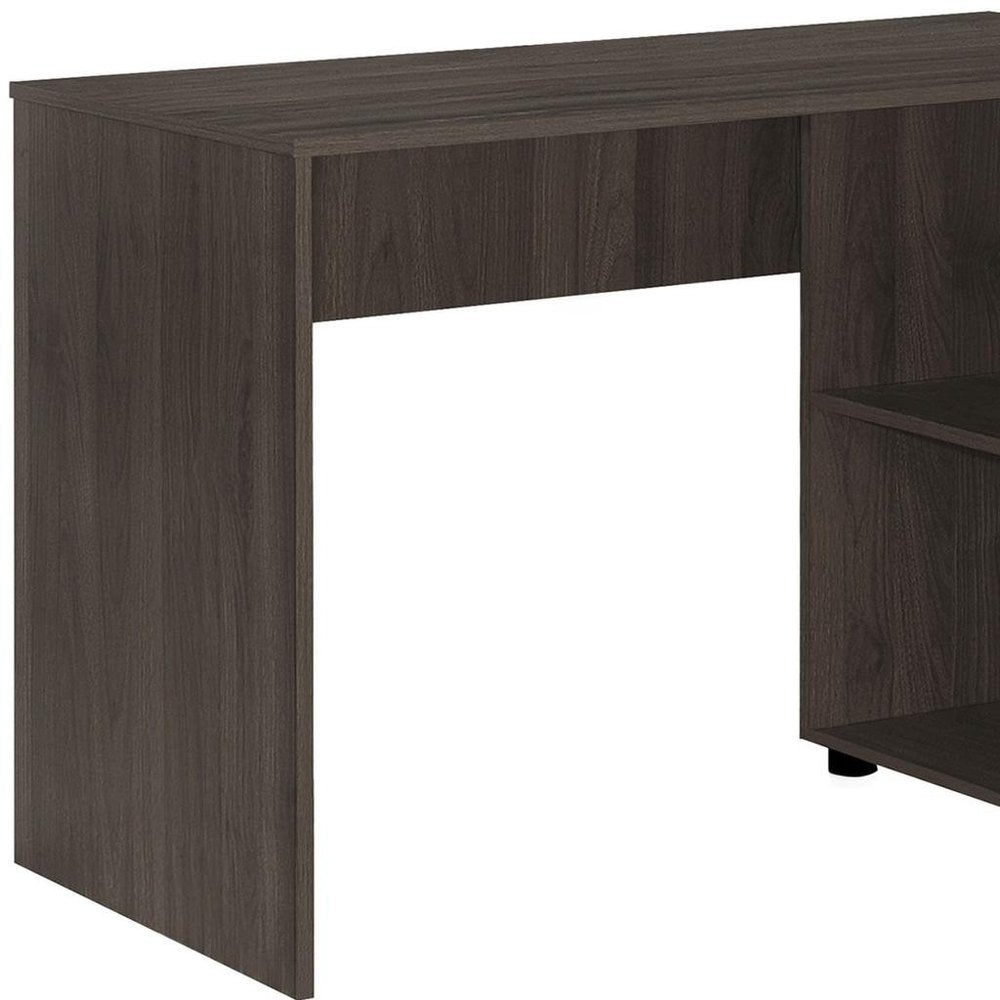 Escritorio para computadora en forma de L de madera marrón de 46"