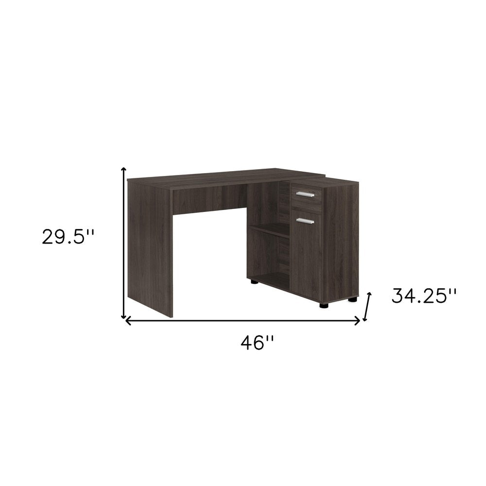 Escritorio para computadora en forma de L de madera marrón de 46"