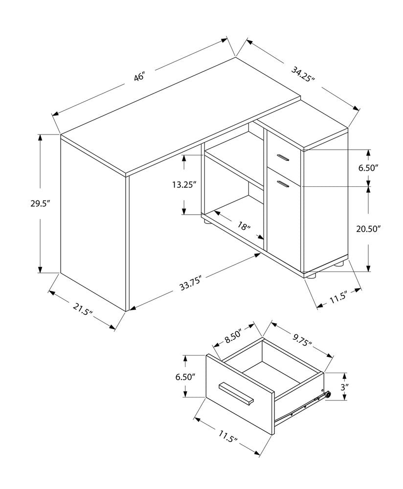 Escritorio para computadora en forma de L de madera marrón de 46"