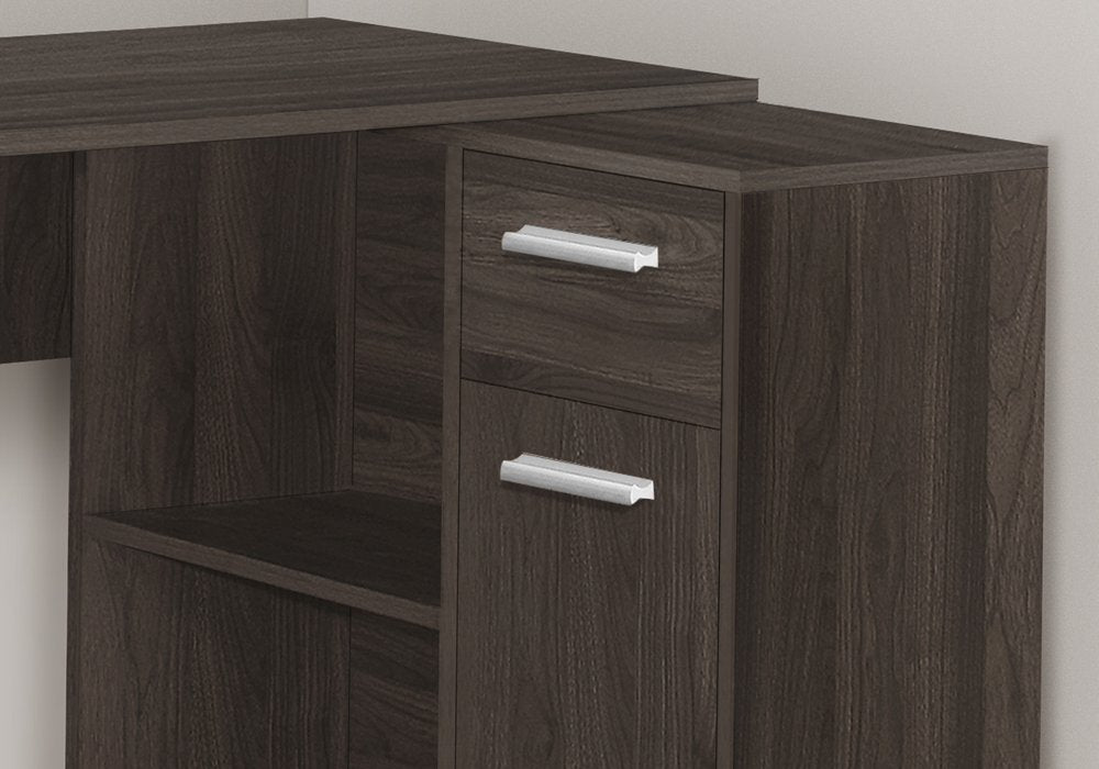 Escritorio para computadora en forma de L de madera marrón de 46"