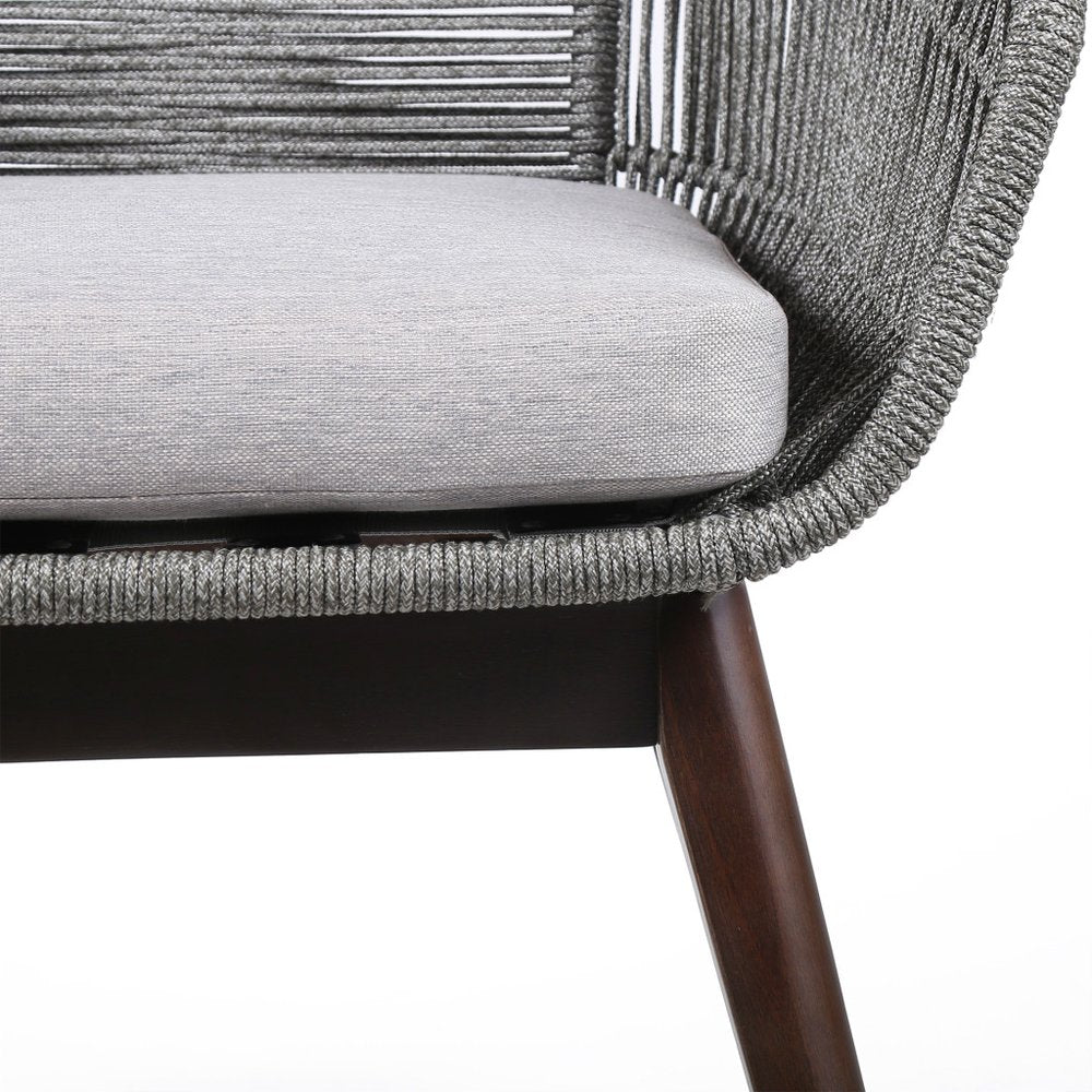 Silla de comedor para exterior de madera maciza gris de 27" con cojín gris