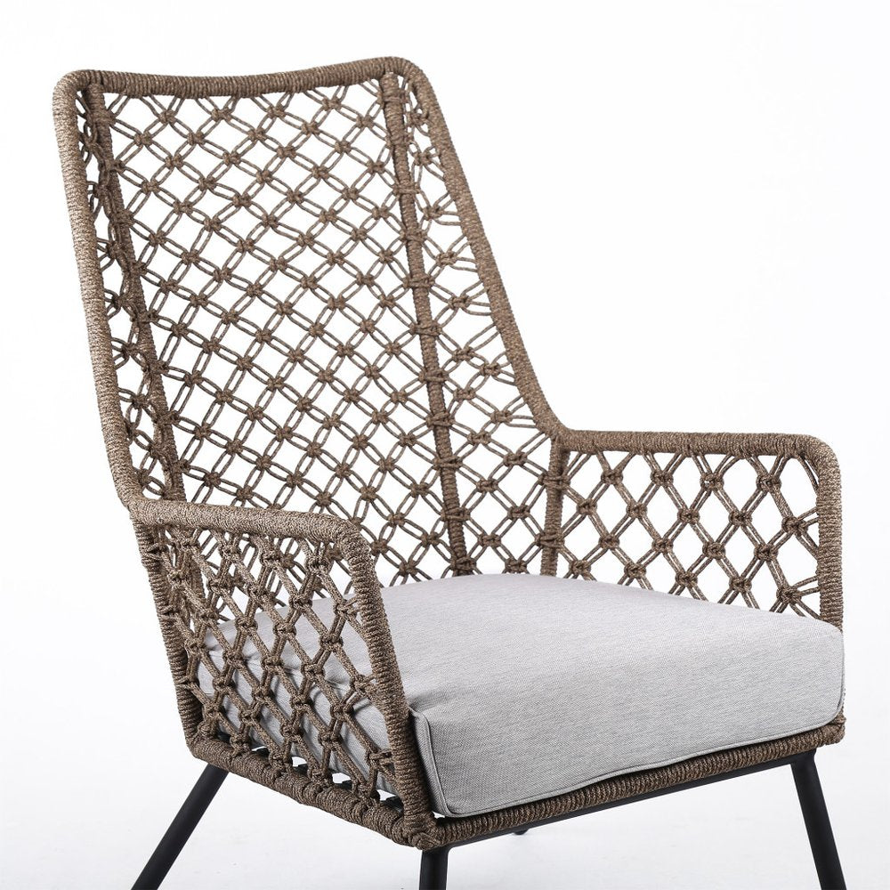 Sillón de exterior de metal gris de 26" con cojín gris