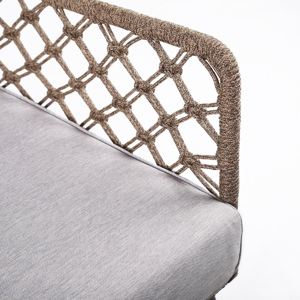 Sillón de exterior de metal gris de 26" con cojín gris