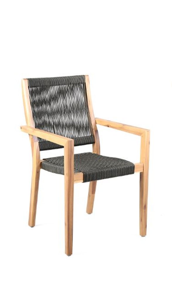Juego de dos sillones de exterior de madera maciza de 23" en tonos carbón y madera natural