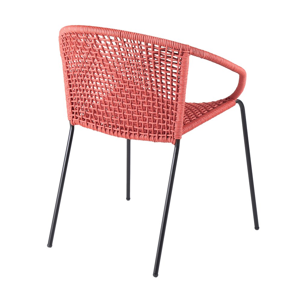 Juego de dos sillas de comedor para exterior de metal rojo de 25"
