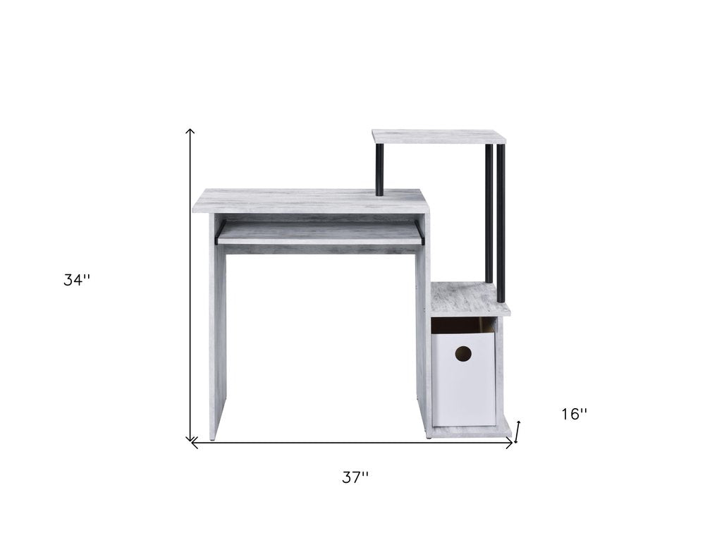 Escritorio de computadora blanco antiguo de 37"