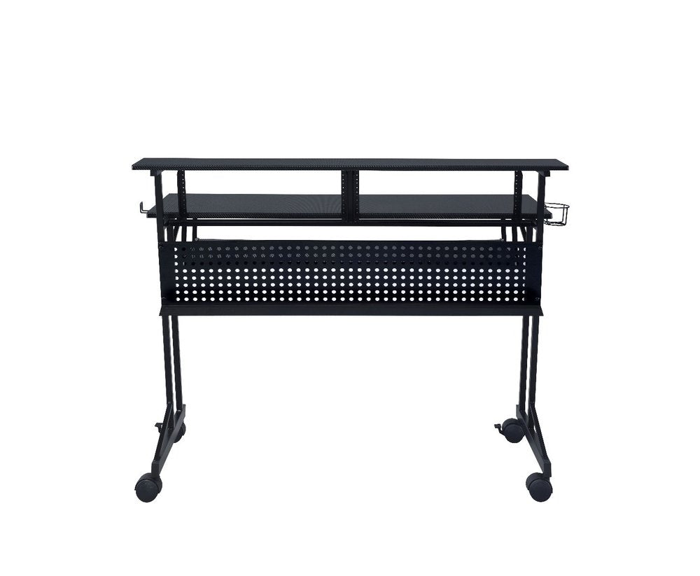 Escritorio para computadora con ruedas de 47" de madera y metal negro
