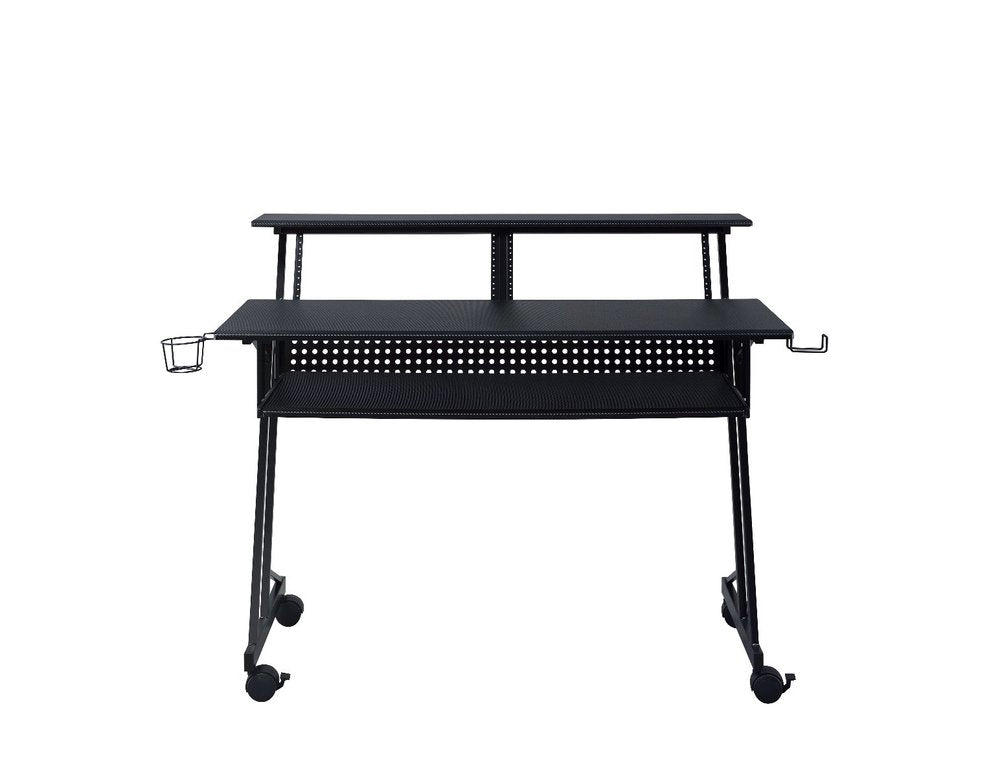 Escritorio para computadora con ruedas de 47" de madera y metal negro