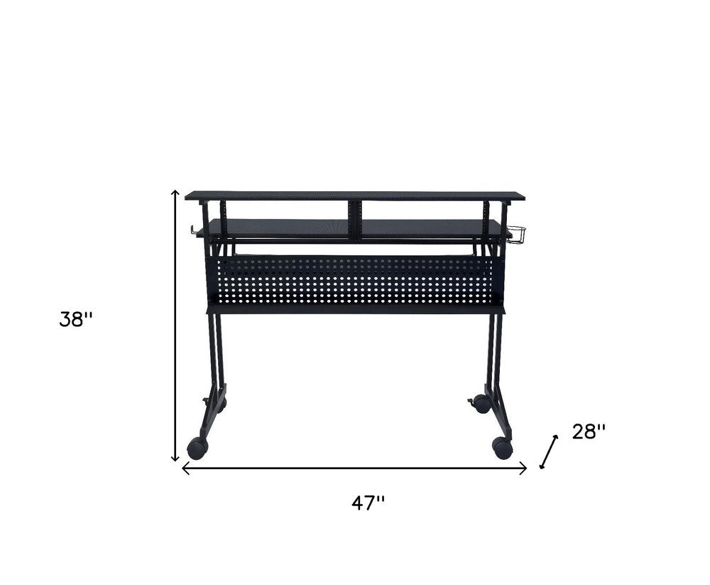 Escritorio para computadora con ruedas de 47" de madera y metal negro