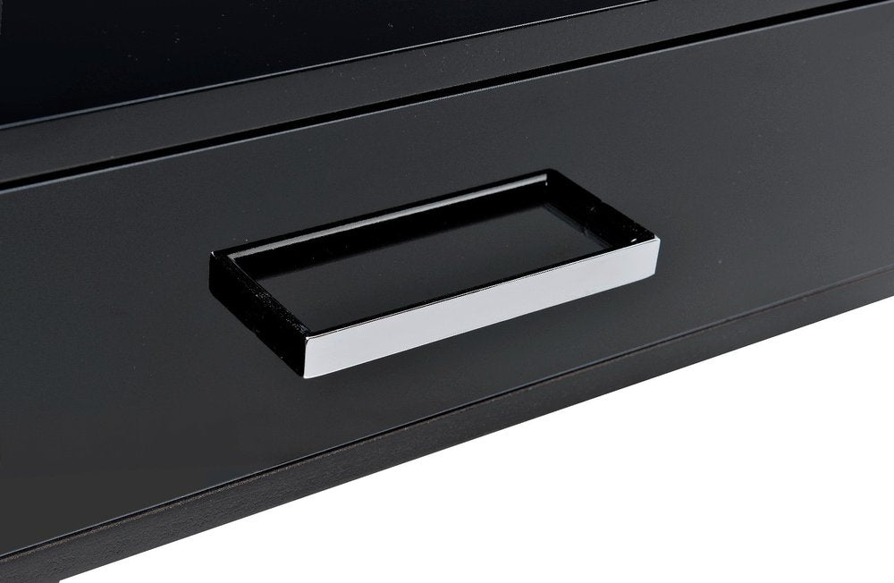 Escritorio negro y plateado de 54" con dos cajones
