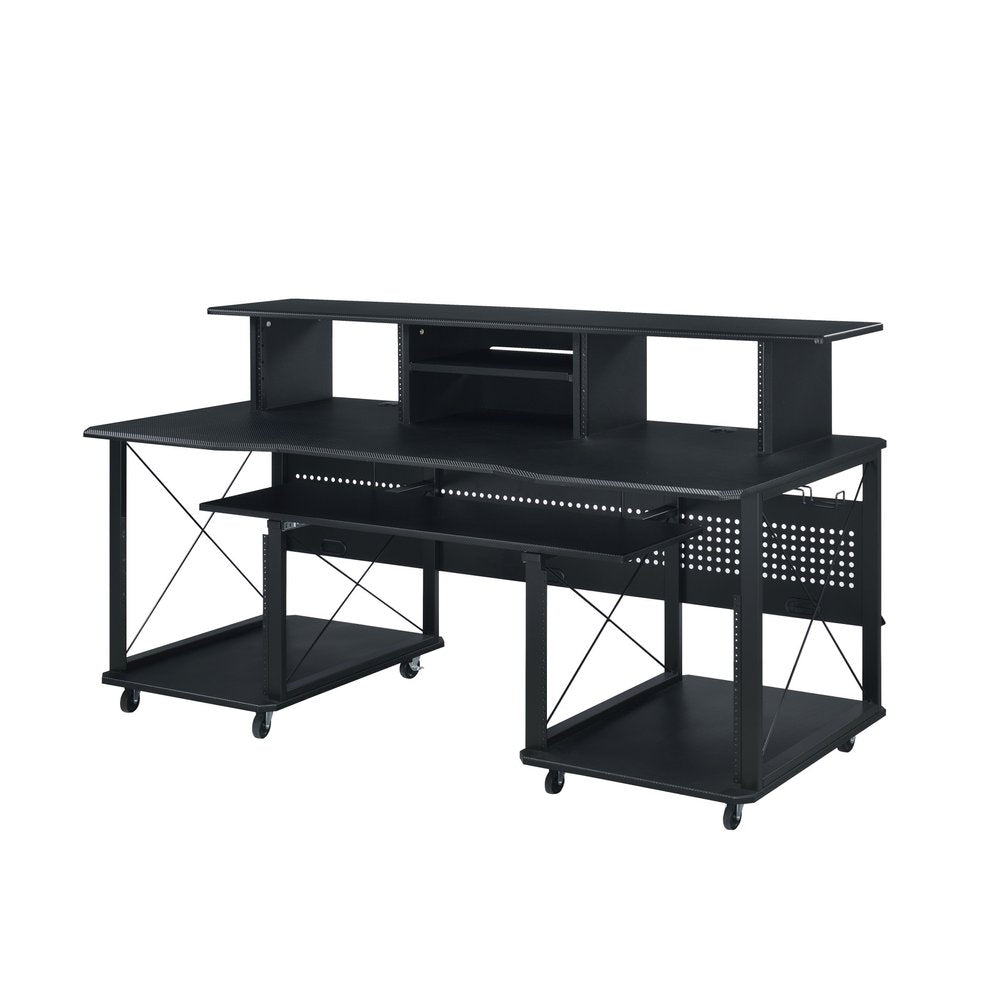 Escritorio para computadora con ruedas de madera y metal negro de 72"