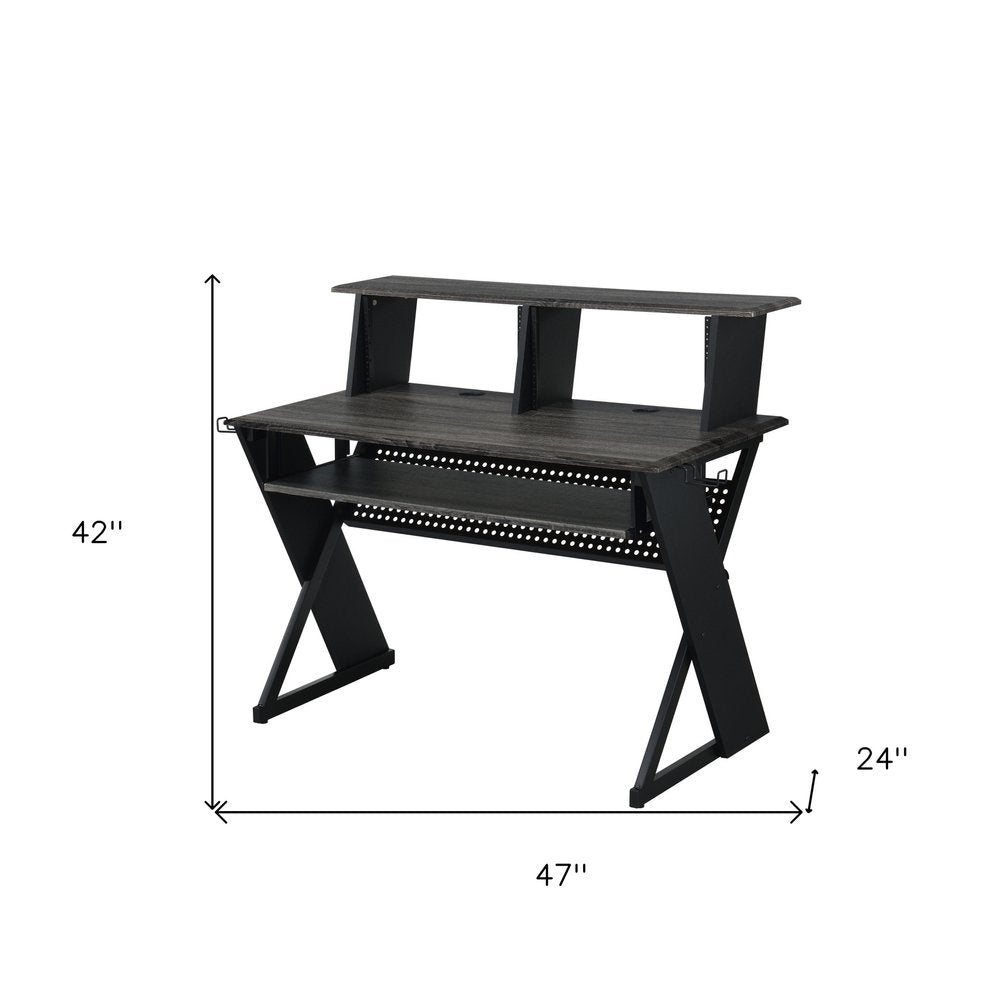 47" Black Wood and Metal Computer Desk