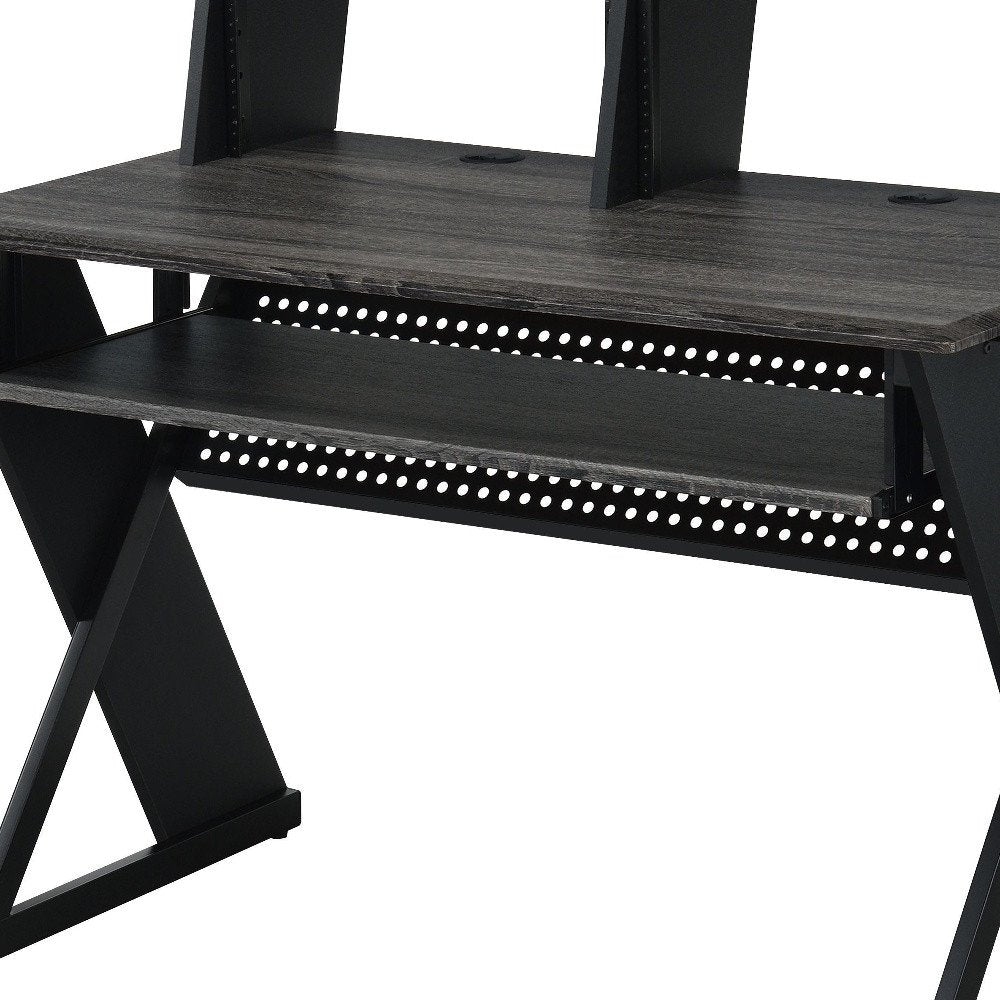 47" Black Wood and Metal Computer Desk