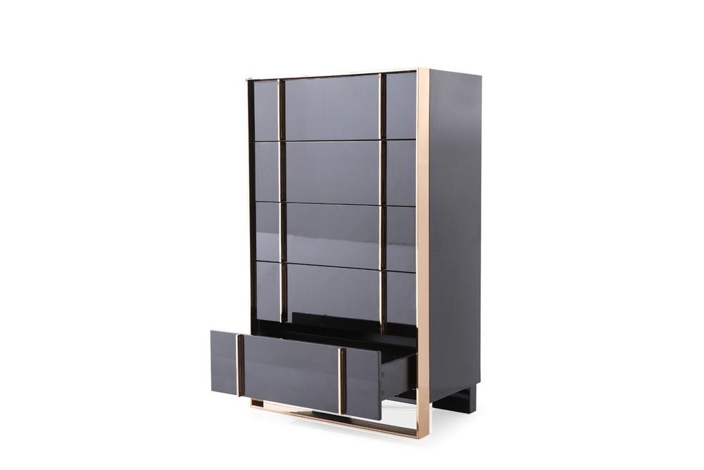 Cómoda de 29" en bronce cepillado y negro