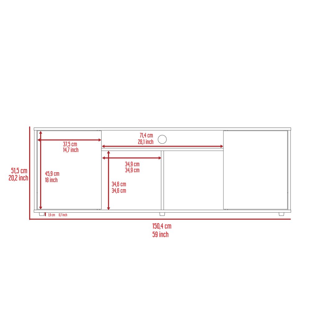 Mueble para TV y mesa de centro de 59" con estantería abierta en color negro