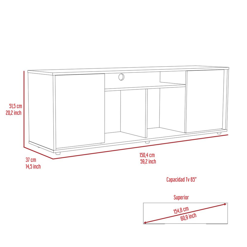 Mueble para TV y mesa de centro de 59" con estantería abierta en color negro