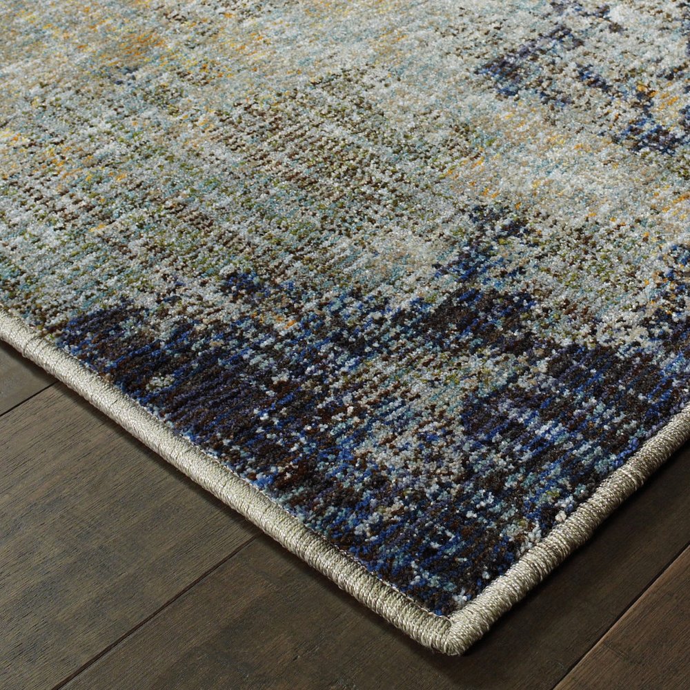 9' X 12' Navy Blue Abstract Power Loom Area Rug