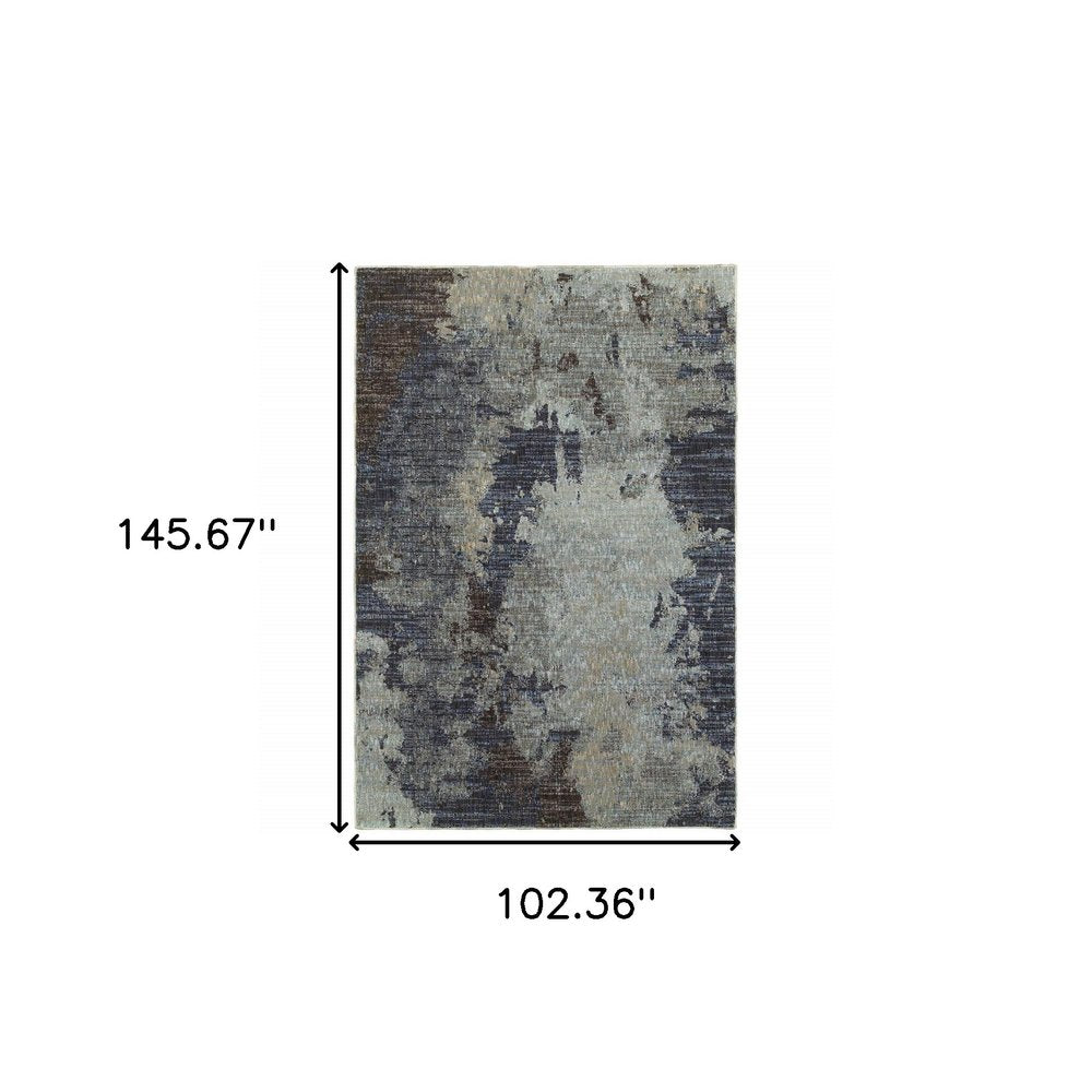 9' X 12' Navy Blue Abstract Power Loom Area Rug