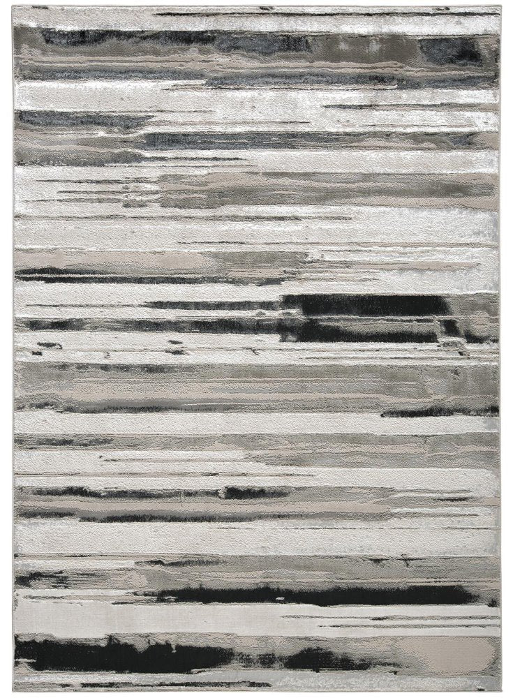 9' X 12' Silver Gray And Black Abstract Area Rug