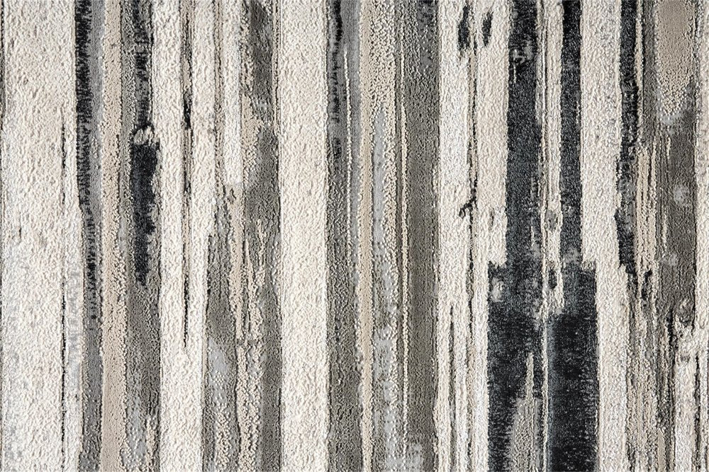 9' X 12' Silver Gray And Black Abstract Area Rug