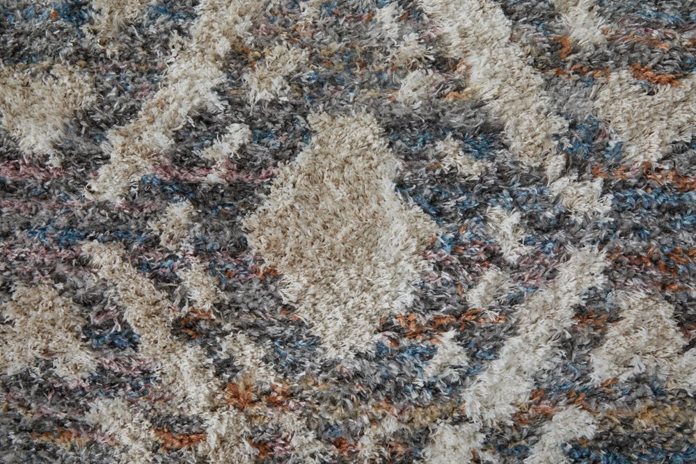 9' X 12' Ivory Gray And Taupe Geometric Power Loom Stain Resistant Area Rug