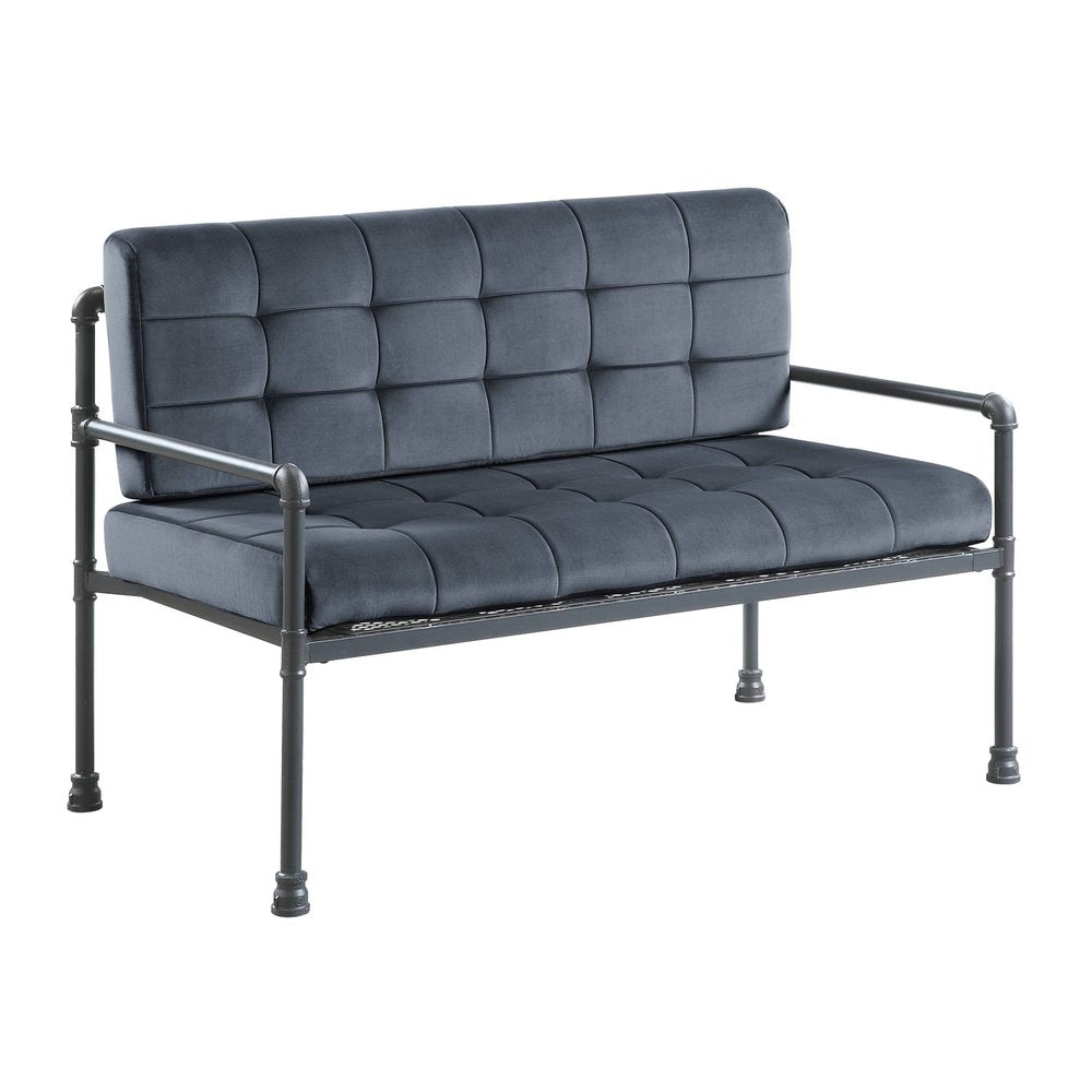 Loveseat de terciopelo gris de 51"