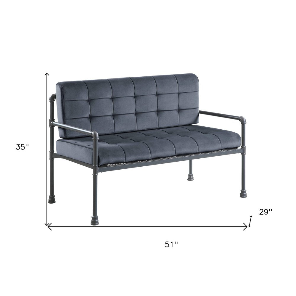 Loveseat de terciopelo gris de 51"