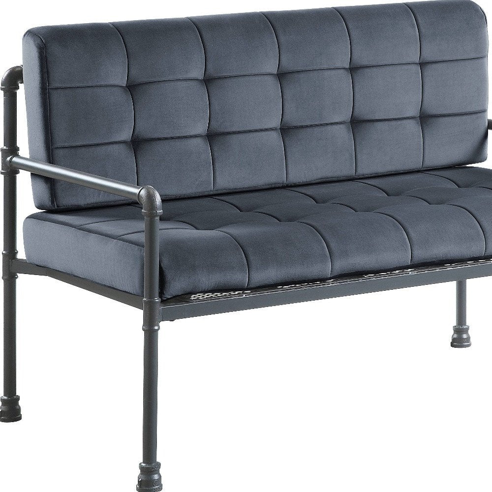 Loveseat de terciopelo gris de 51"