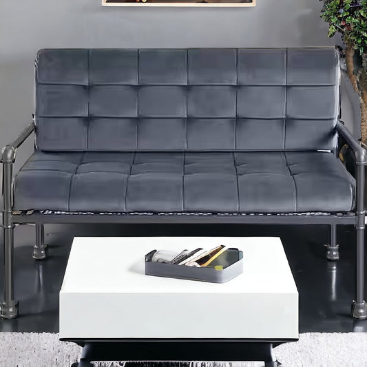 Loveseat de terciopelo gris de 51"