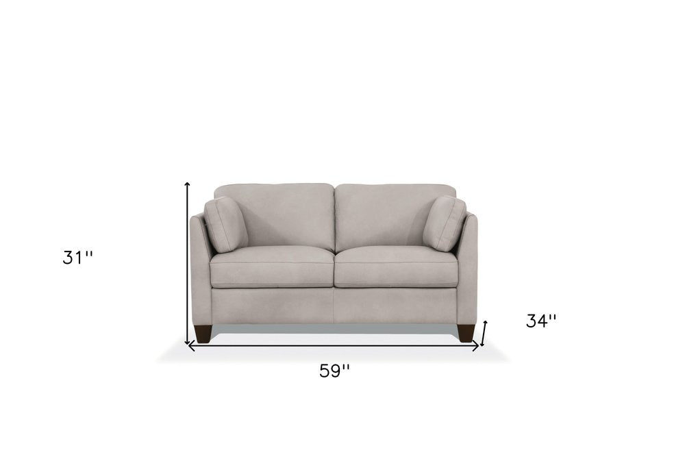 Loveseat de cuero blanco roto y marrón de 59"