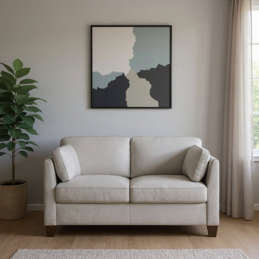 Loveseat de cuero blanco roto y marrón de 59"