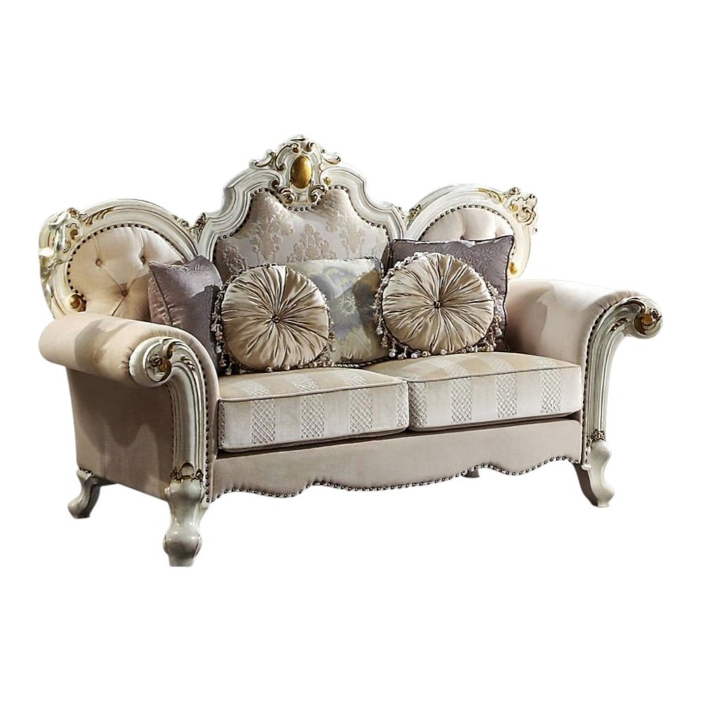 Loveseat de 70" de terciopelo dorado y perlado con cojines