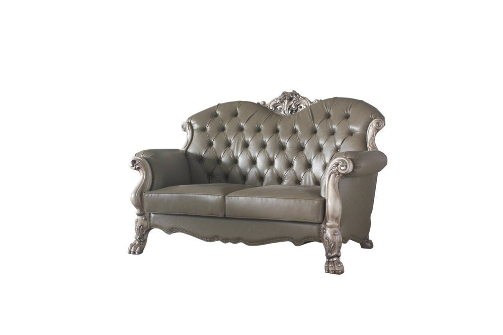 Loveseat de piel sintética color hueso de 71" y cojines