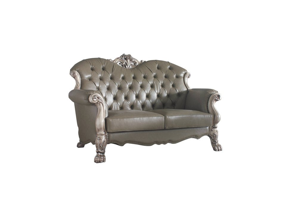 Loveseat de piel sintética color hueso de 71" y cojines