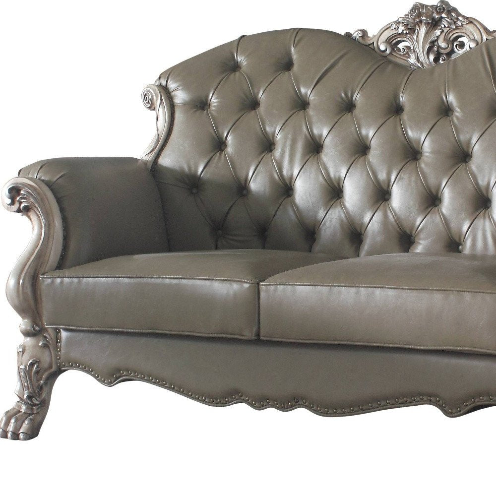 Loveseat de piel sintética color hueso de 71" y cojines