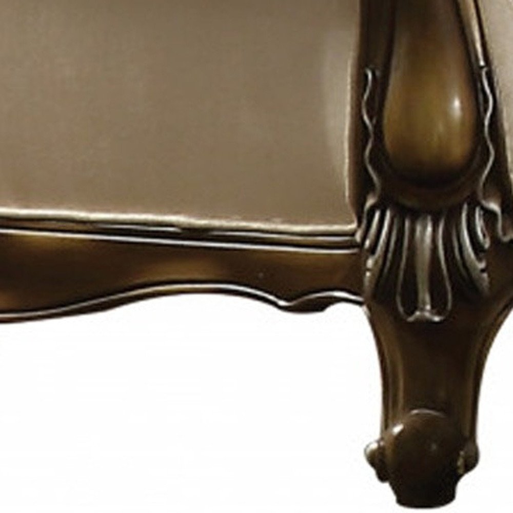 Loveseat curvo de terciopelo damasco marrón y tostado de 74" y cojines decorativos