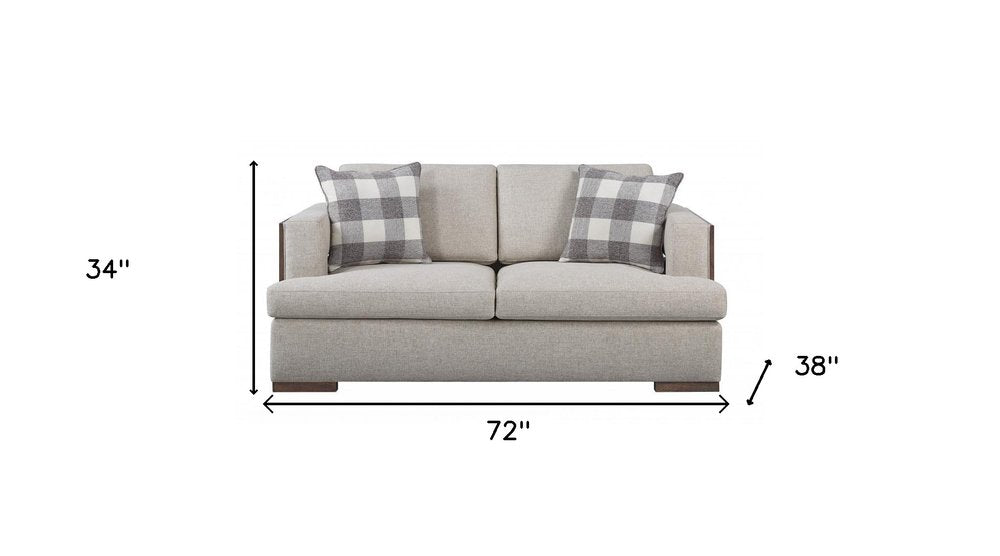 Loveseat de lino beige y marrón de 72"