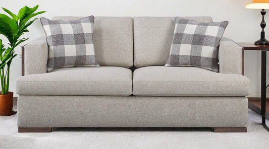 Loveseat de lino beige y marrón de 72"