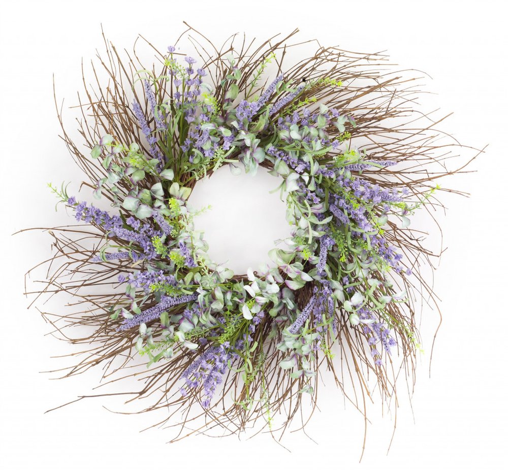 31" Purple Spring Twig And Mixed Assortment Artificial Wreath