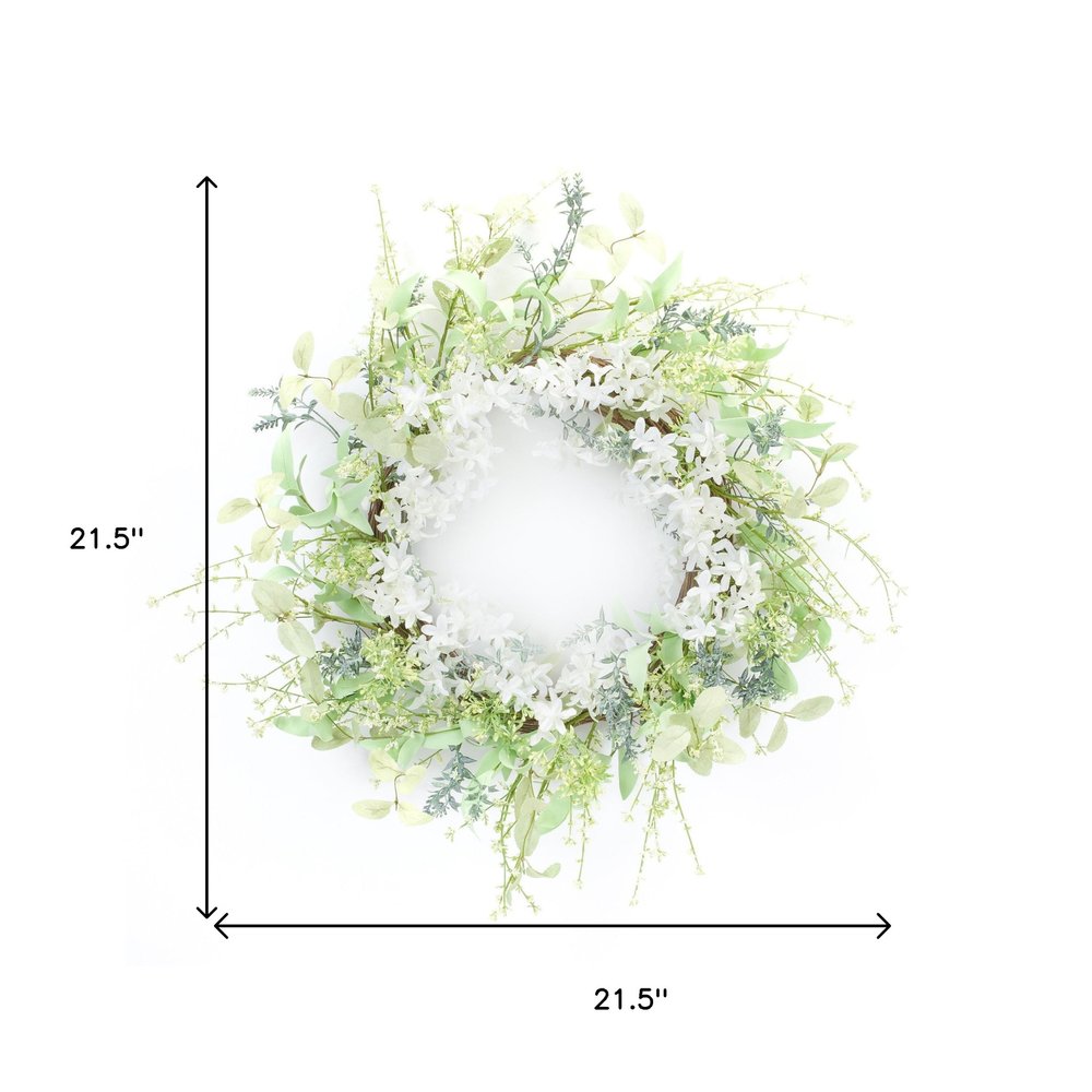 22" Green And White Mixed Assortment Artificial Wreath