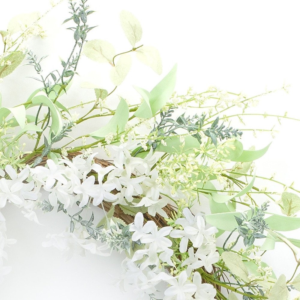 22" Green And White Mixed Assortment Artificial Wreath