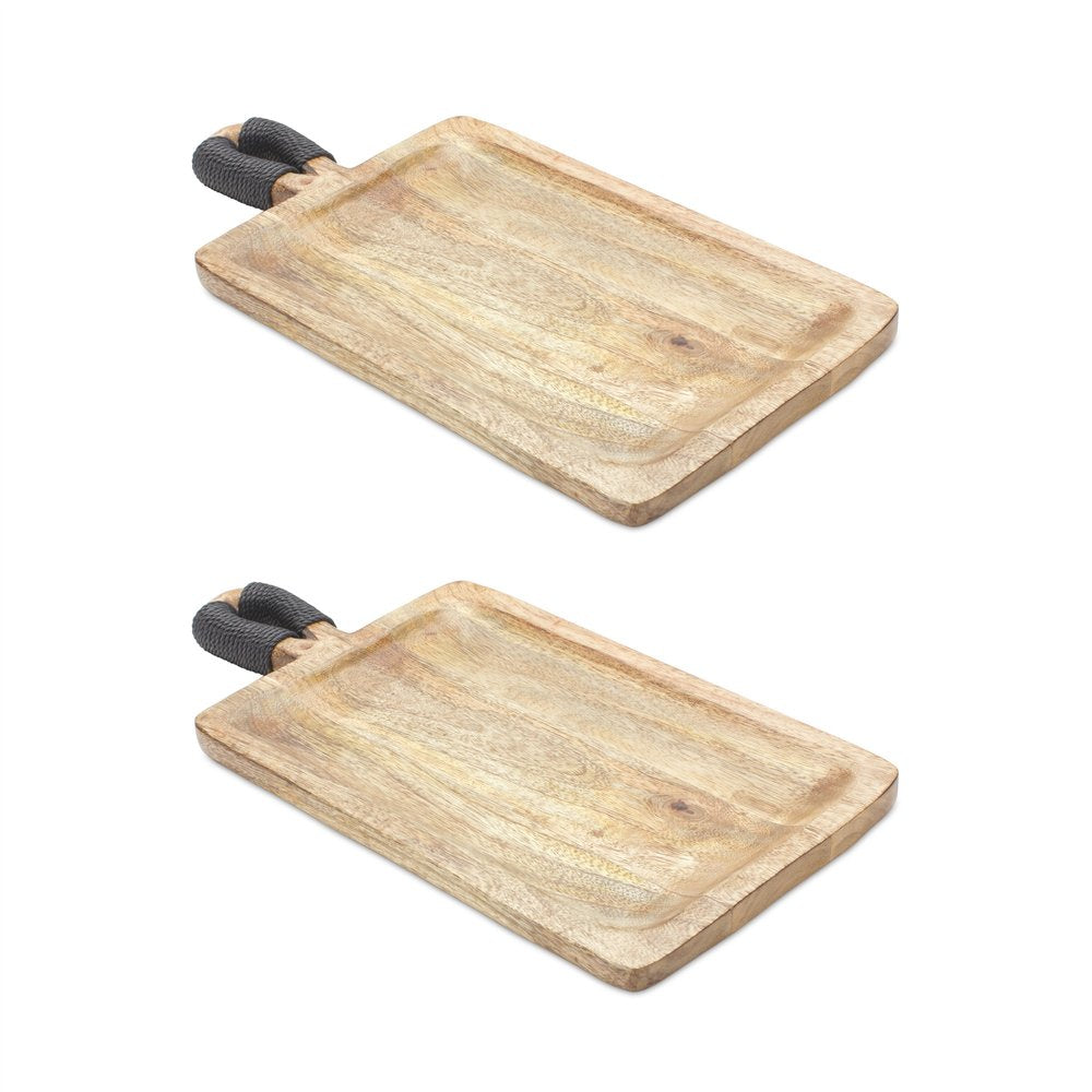 Juego de dos tablas de queso de madera maciza marrón