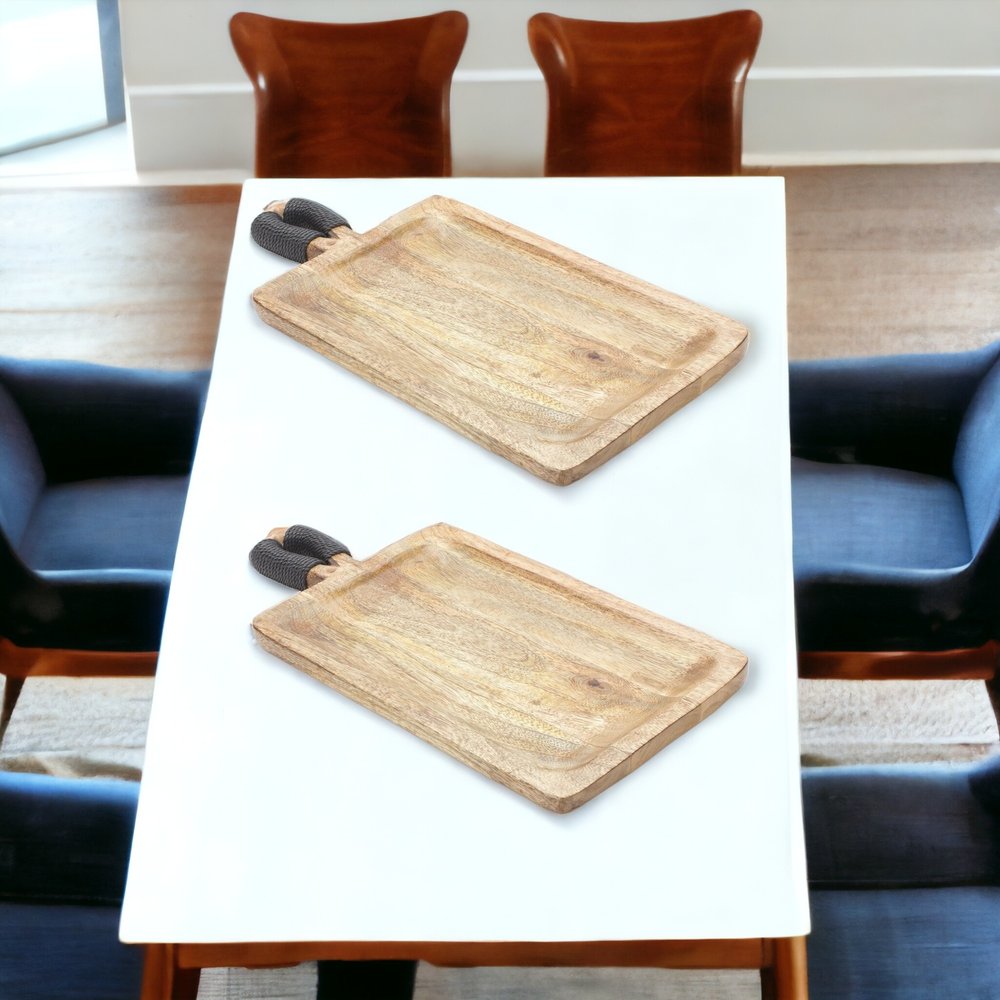 Juego de dos tablas de queso de madera maciza marrón